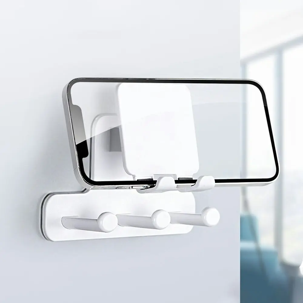 2Pcs Wall Mounted Phone Holder living Room Storage Rack Cable Line Storage Hook - Electronics