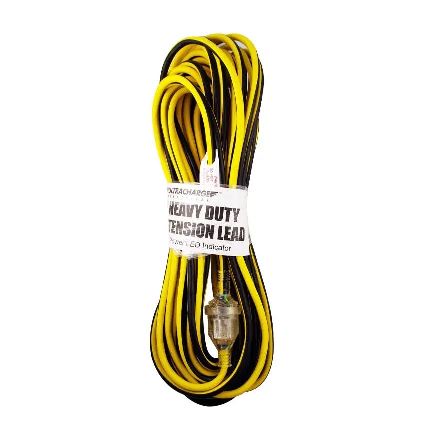UltraCharge 25m Extension Heavy Duty 10A/2400W Lead Power Cord AU/NZ Plug Yellow - Electronics