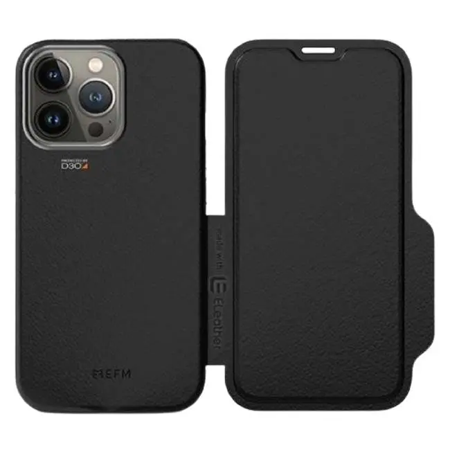 EFM Monaco D3O Leather Armour Wallet Case (Suits iPhone 13 Pro) - Black