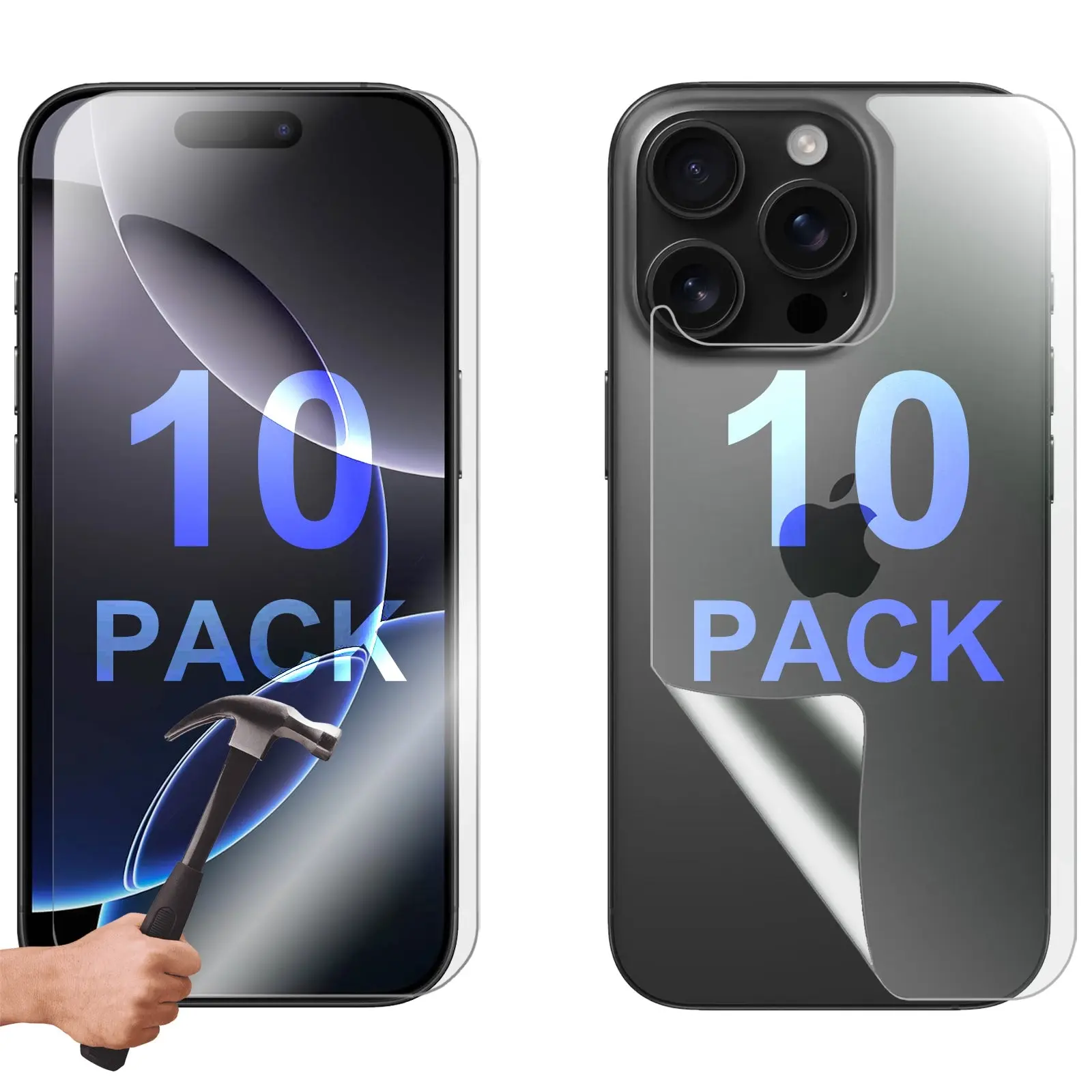10 Set Tempered Glass Screen Protector for Apple iPhone 16 PRO Front and Back Film Guard Bulk - Electronics