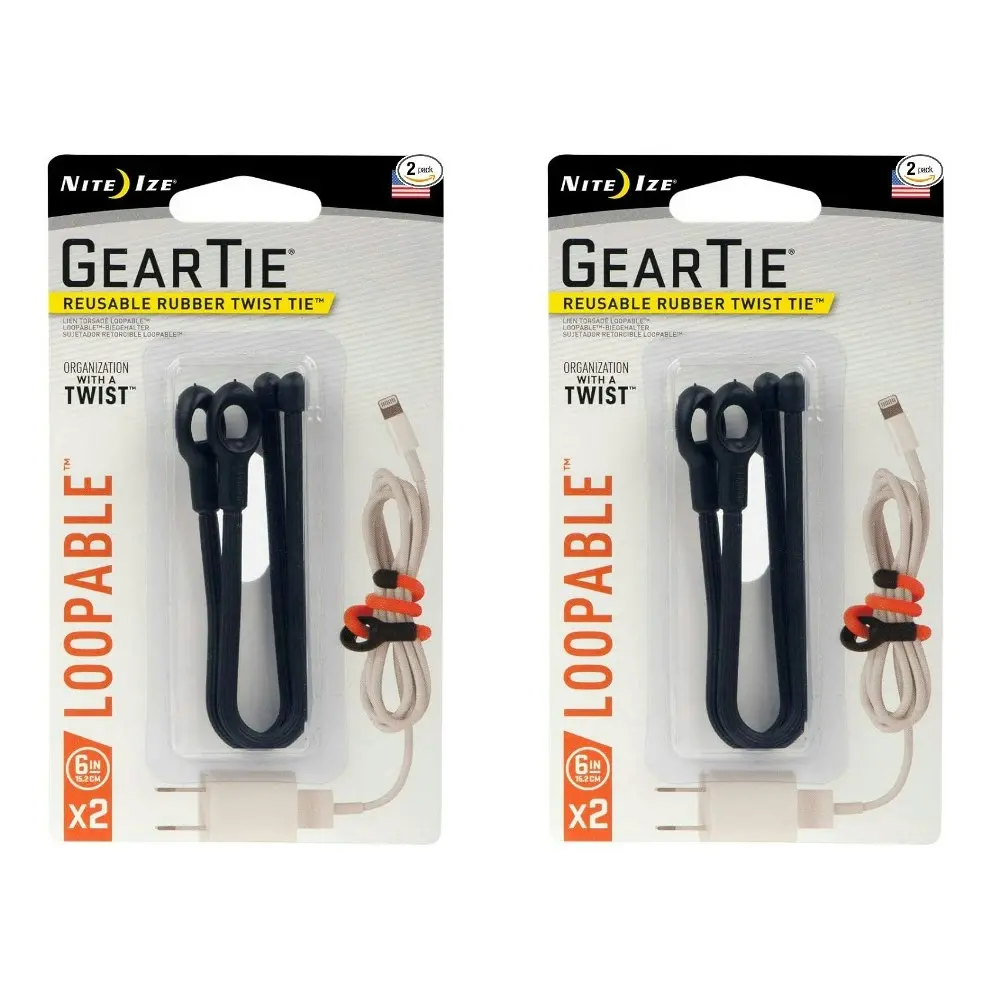 8pc Nite Ize 6in Rubber Gear Tie Reusable Wire Twist Cable Organiser Pack Lime - Sports & Outdoor
