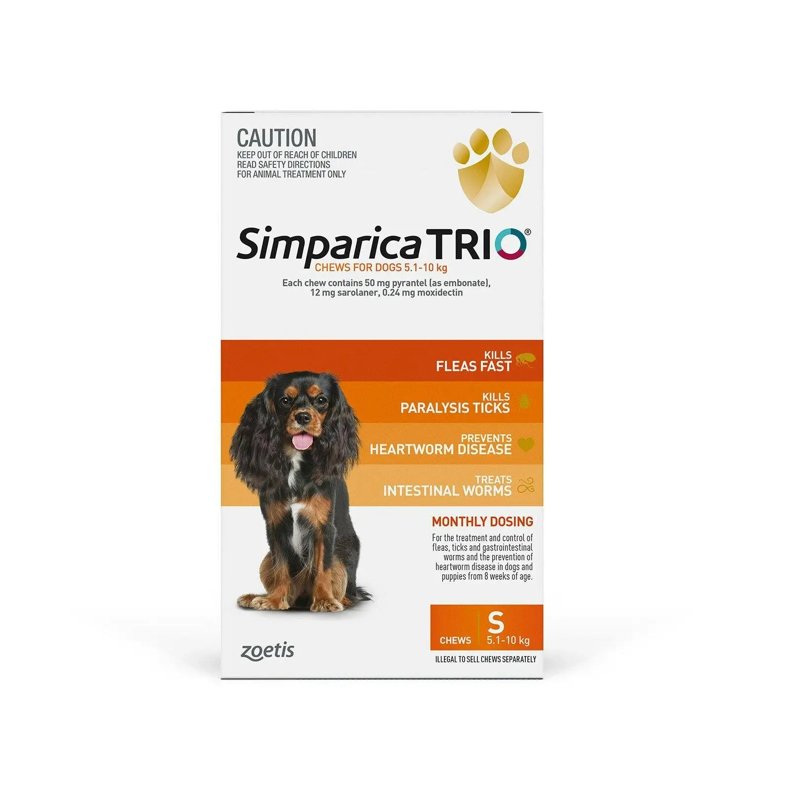 SIMPARICA TRIO for Small Dogs 5.1 to 10 Kg (Orange) 3 Chews - Save up to 70% Off Pet Supplies