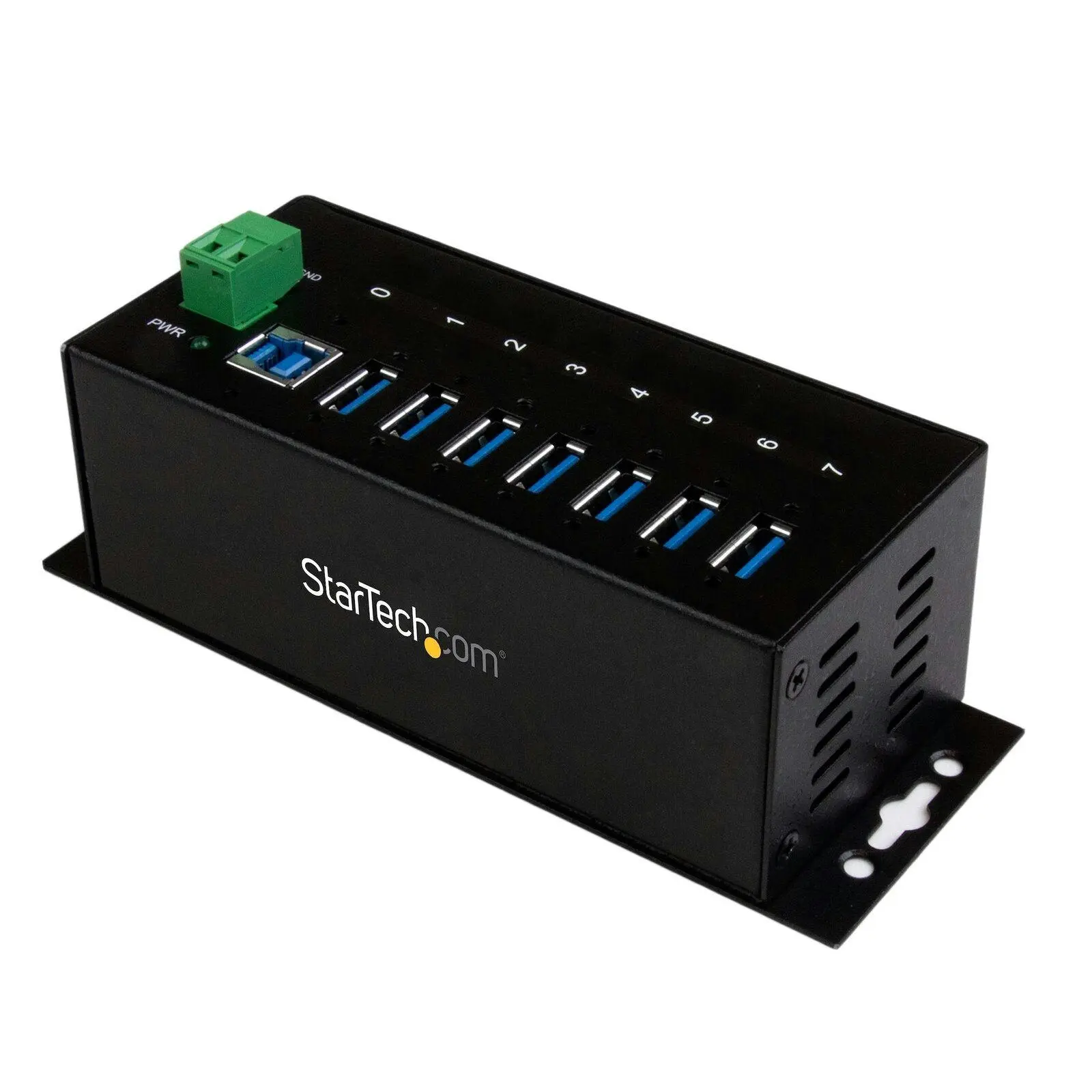 Star Tech 7 Port 5Gbps USB 3.0 Industrial Metal Hub w/ ESD/350W Surge Protection - Electronics