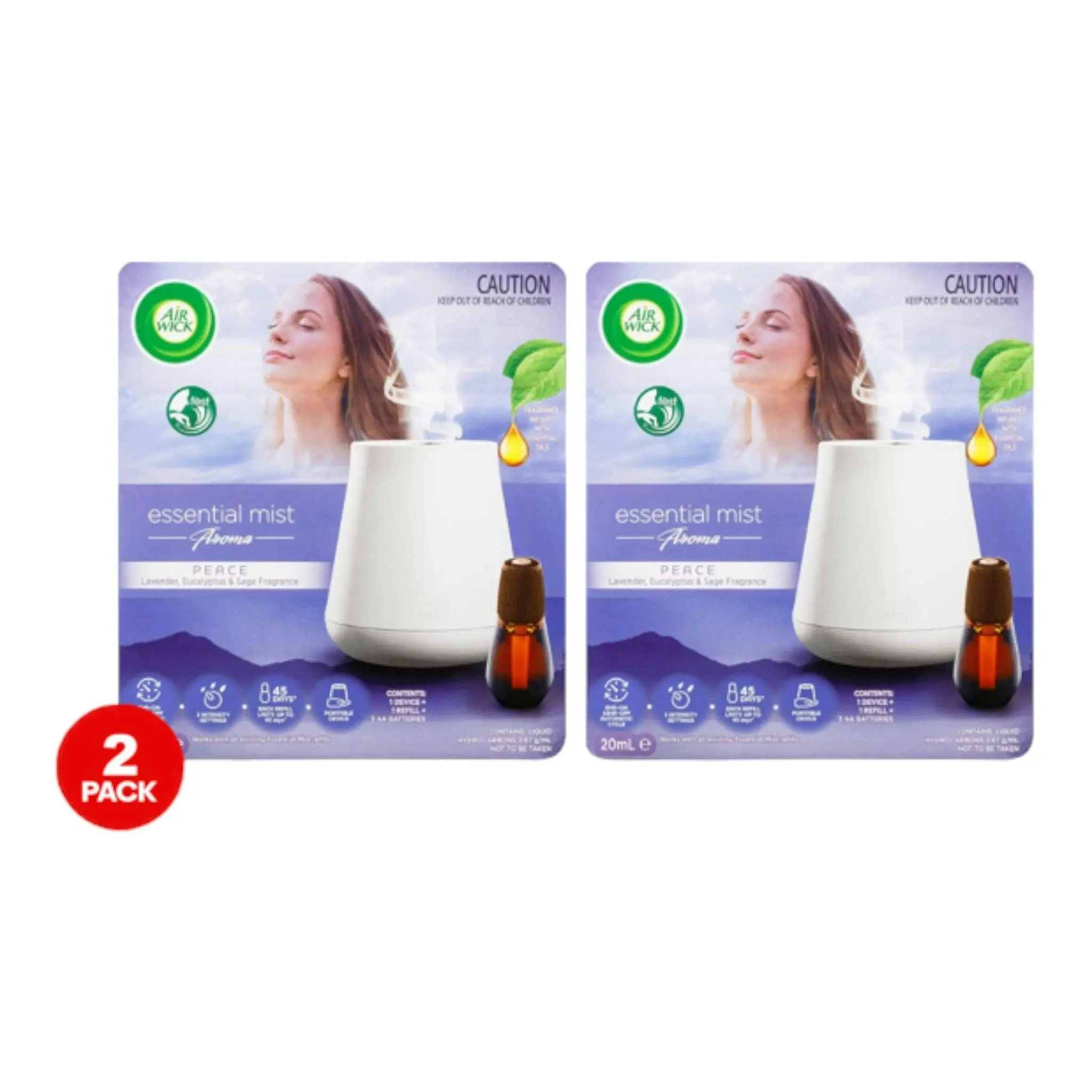 2 Pack Air Wick Essential Mist Aroma Diffuser, Aroma Peace - Home & Garden