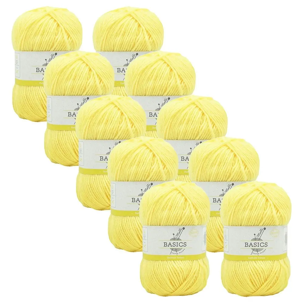 10x Malli Blend Basic 100g Acrylic/Polyester Yarn Knitting Daffodil Yellow - Hobbies
