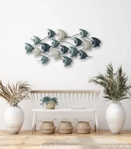 Versatile Metal Frame Leaves Hanging Wall Art Sculpture - Home & Garden