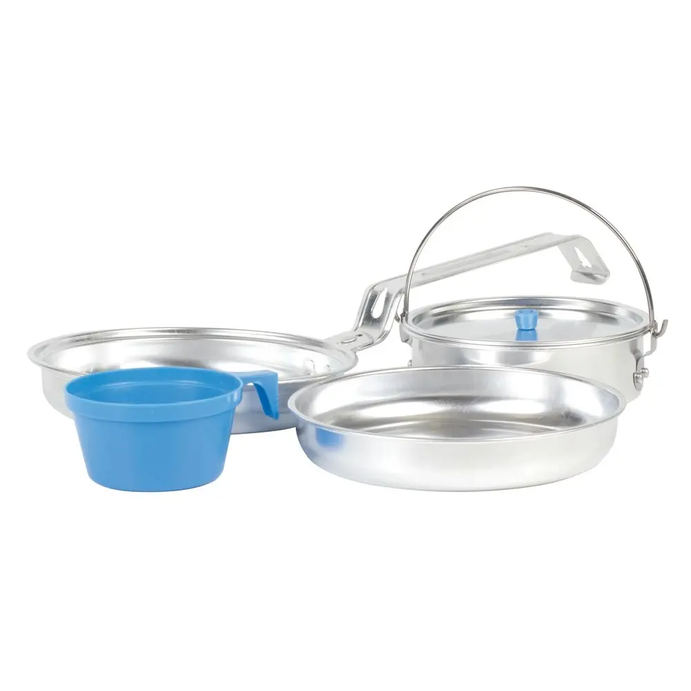 5pc Elemental Alumninium Mess Kit Outdoor Camping Pan/Plate/Plate/Plastic Mug - Sports & Outdoor