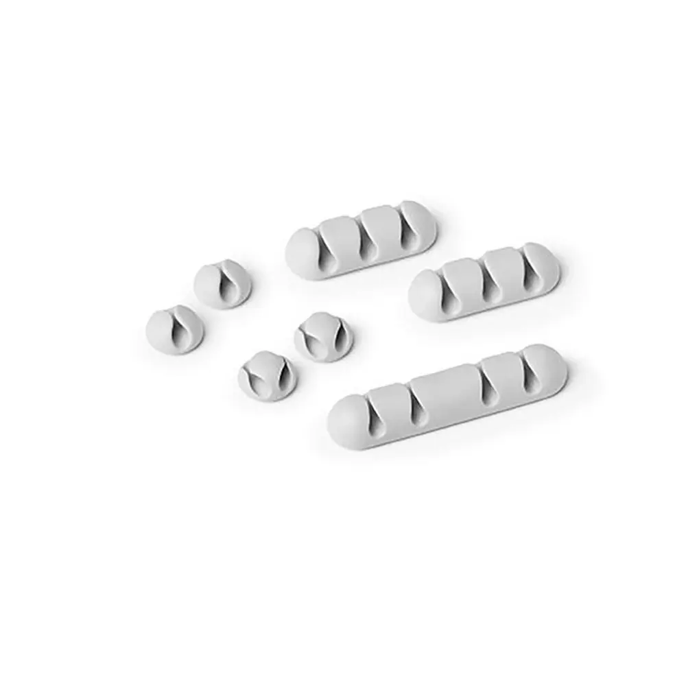 7pc Durable Cavoline 18cm Plastic Self Adhesive Clips Fastener Organiser Grey - Electronics