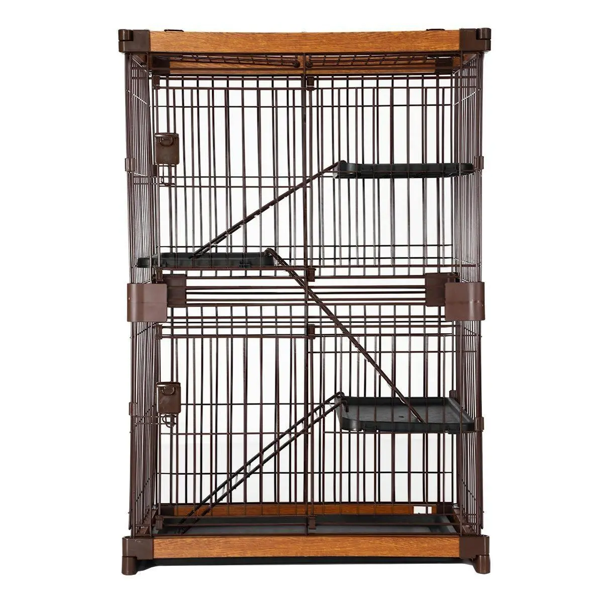 Pet Scene Large Cat Cage Rabbit Hutch Bunny Crate Ferret Kennel House Pet Enclosure Home WPC Frame Wired 3 Tiers - Pets
