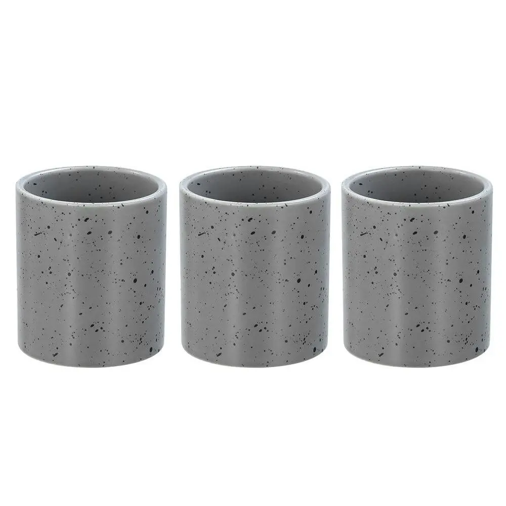3x Boxsweden Bano 9cm Ceramic Bathroom Cup Toothbrush Holder Storage GRY Speckle - Home & Garden
