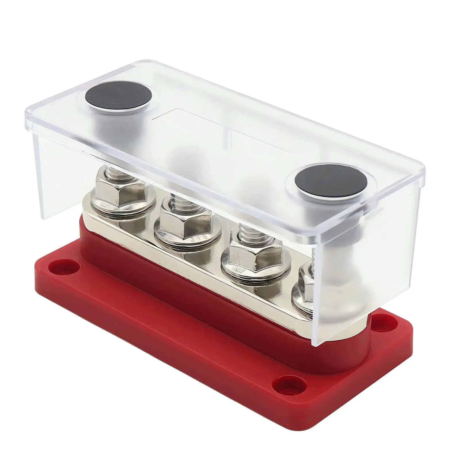 VoltX 4 GANG 300A M8 12V Power Distribution Block Bus Bar Terminal Red - Automotive