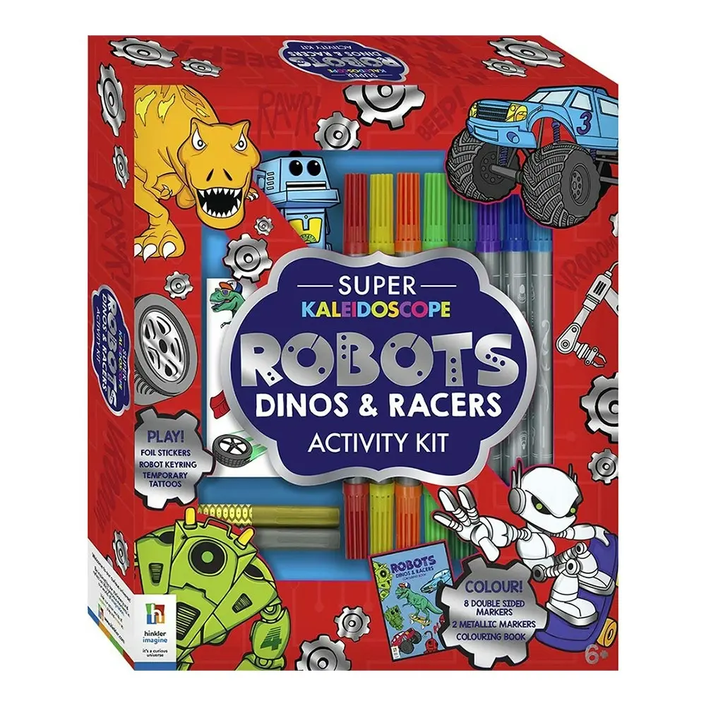Kaleidoscope Super Activity Kit: Robots, Dinos and Racers Colouring Book 6y+ - Hobbies