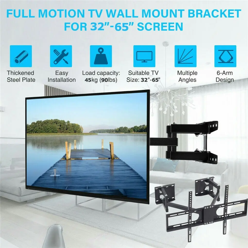 Fin Tv Bracket Corner Wall Mount Heavy Duty Tilt Pivot Swivel 32 40 42 50 52 60 65'' - Electronics