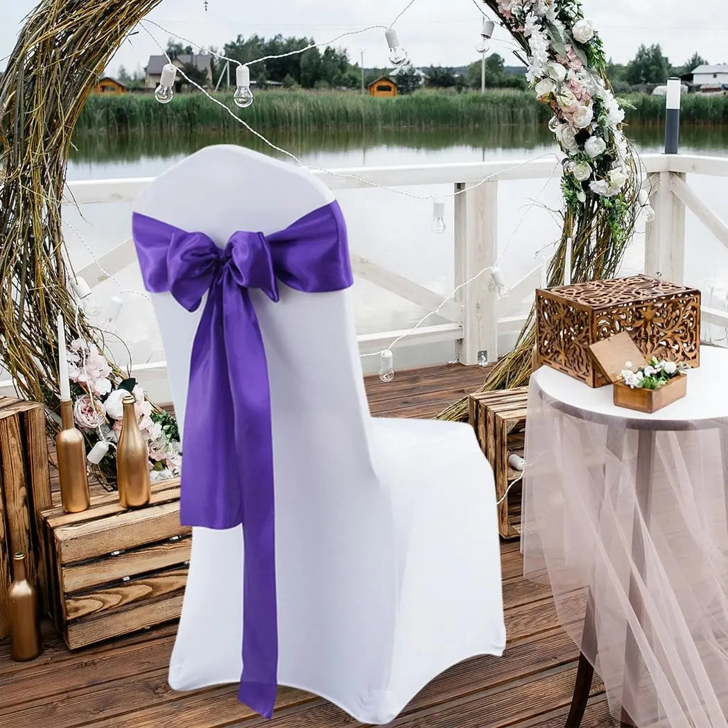 Traderight Group 20x Table Runner Satin Chair Sashes Fabric Covers Wedding Party Decoration - Hobbies