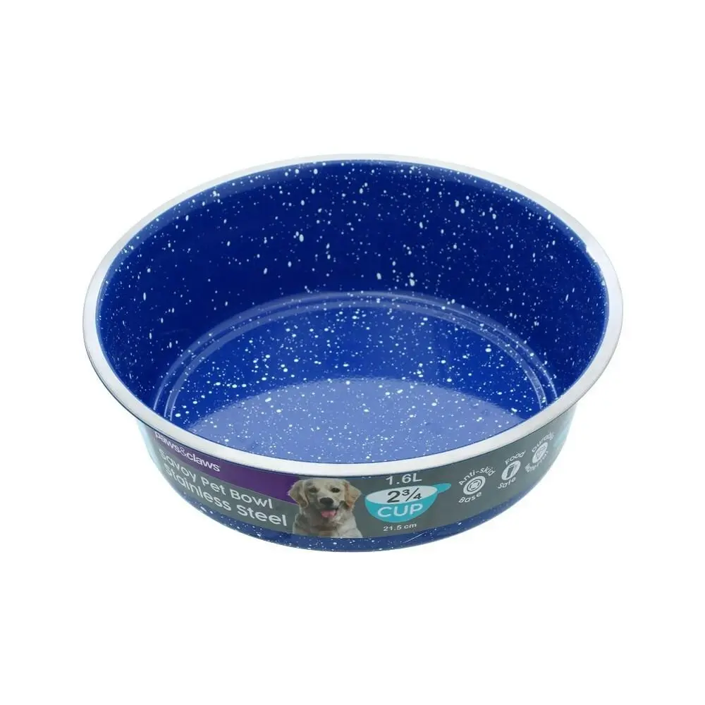 Paws & Claws Savoy 1.6L 20cm Pet Bowl Stainless Steel Dog Feeding Container Asst - Pets