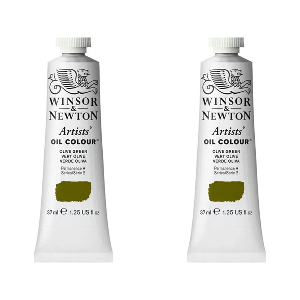 2x Winsor & Newton Artists Oil Colour 37ml Art Paint Tube Olive Green Series 2 - Hobbies