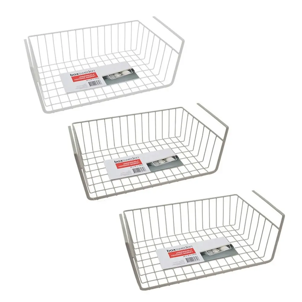3x Boxsweden Wire Undershelf Hanging Basket 39cm Kitchen Cabinet Organiser Asst - Home & Garden