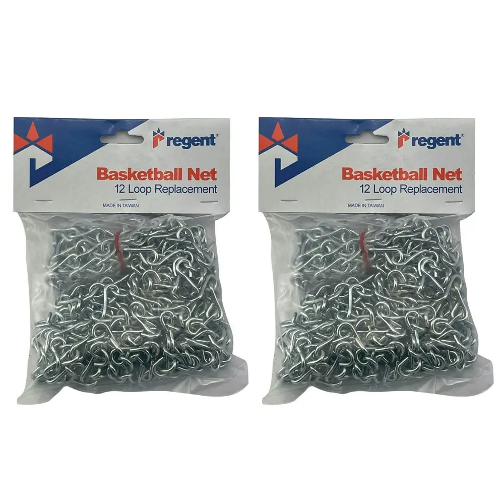 2x Regent Basketball Ring Heavy Duty 20cm Metal Chain Net Outdoor Rim Mesh SLV - Sports & Outdoor