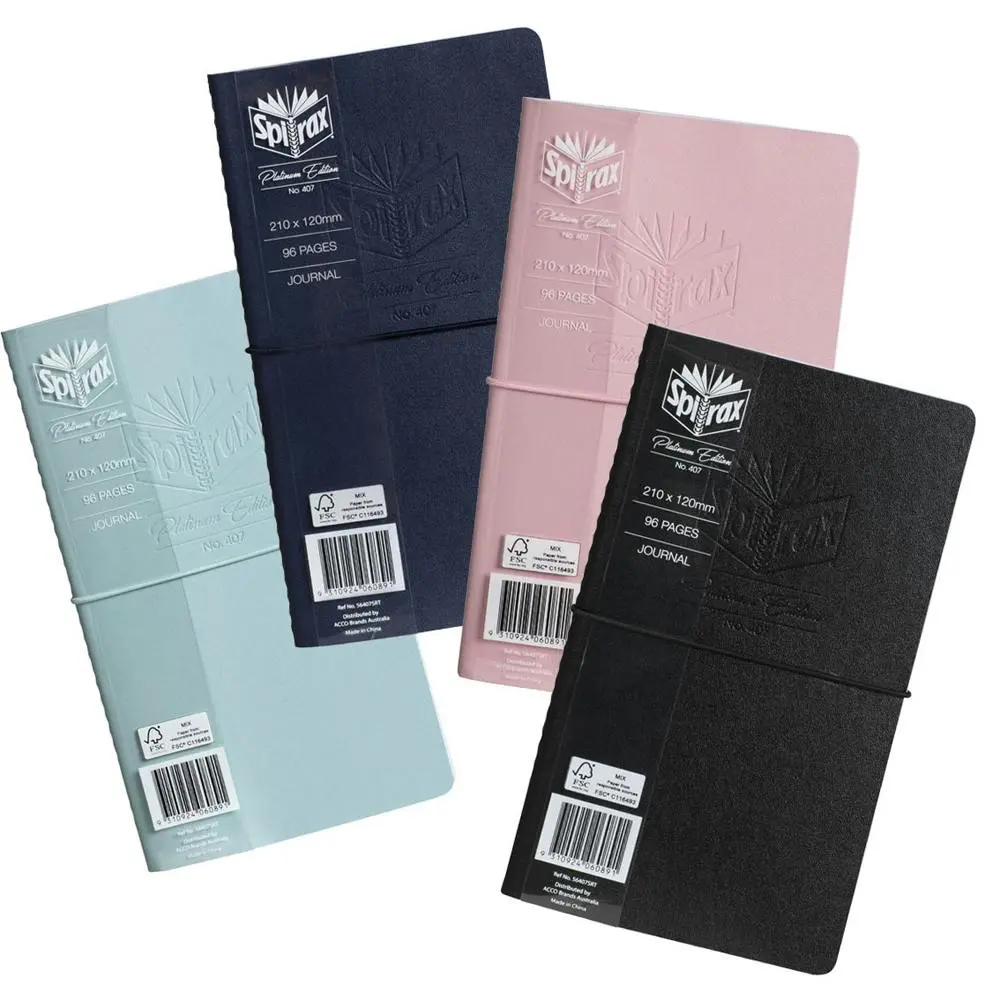 12x Spirax Platinum Journal Diary Writing Stationery Stitch Bound 64Pgs Assorted - Office