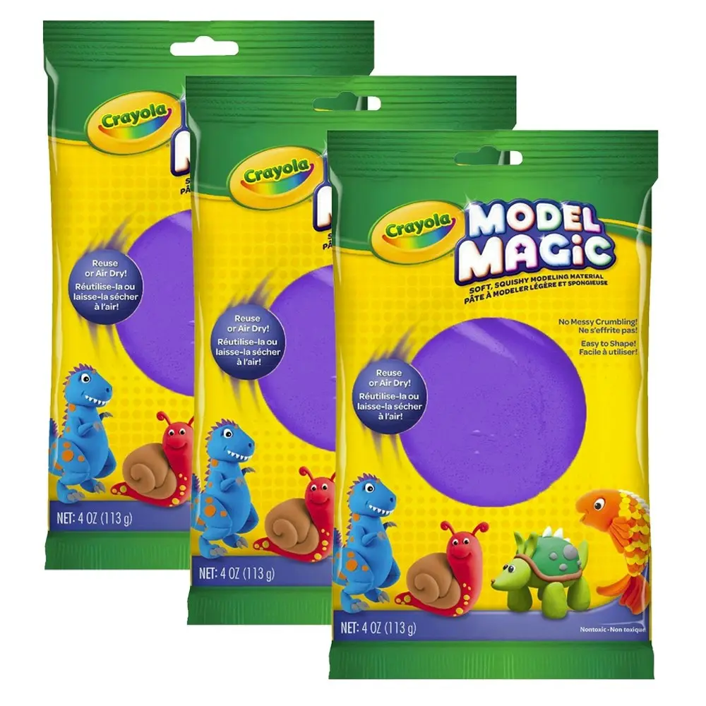 3x Crayola Childrens Creative Model Magic Squishy Material 113gms Purple 36m+ - Hobbies