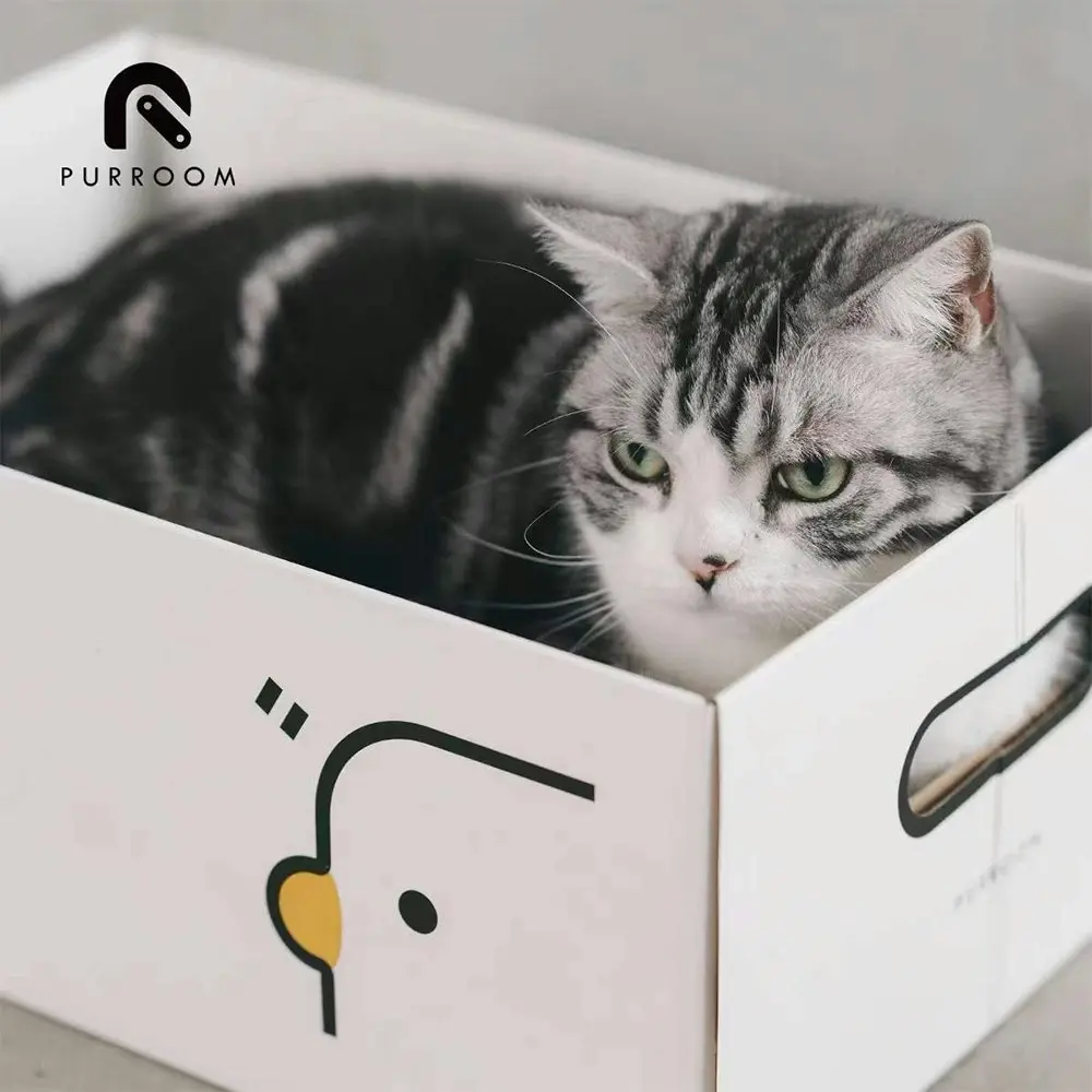 Purroom 39x16cm Cardboard Cat Scratching Box Pet Bed Scratch Pad Lounge Chick - Pets