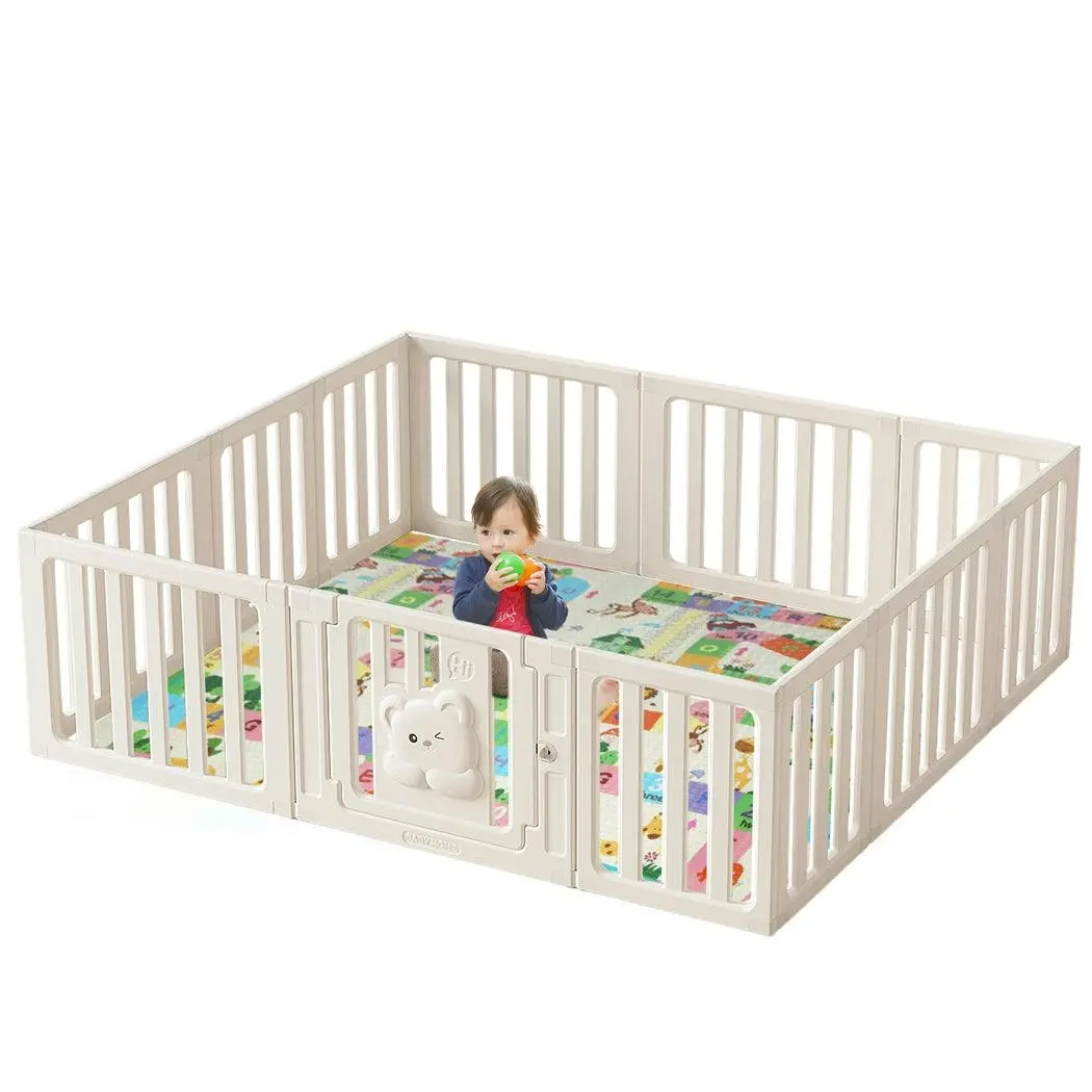 BoPeep Kids Playpen Baby Safety Gate With Lock Toddler Play Game Toy 12 Panel - Pets