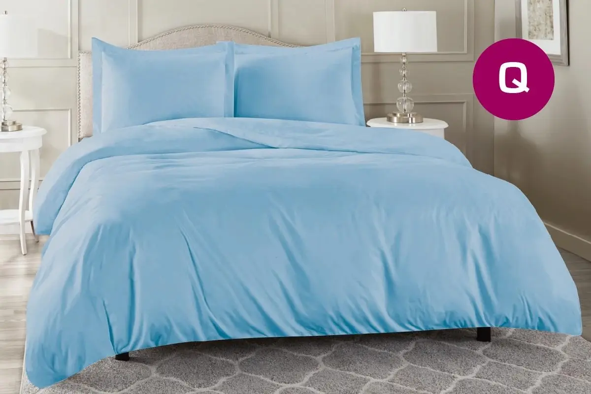 Queen Size Aqua Color 1000TC 100% Cotton Quilt Doona Duvet Cover Pillowcase Set - Home & Garden