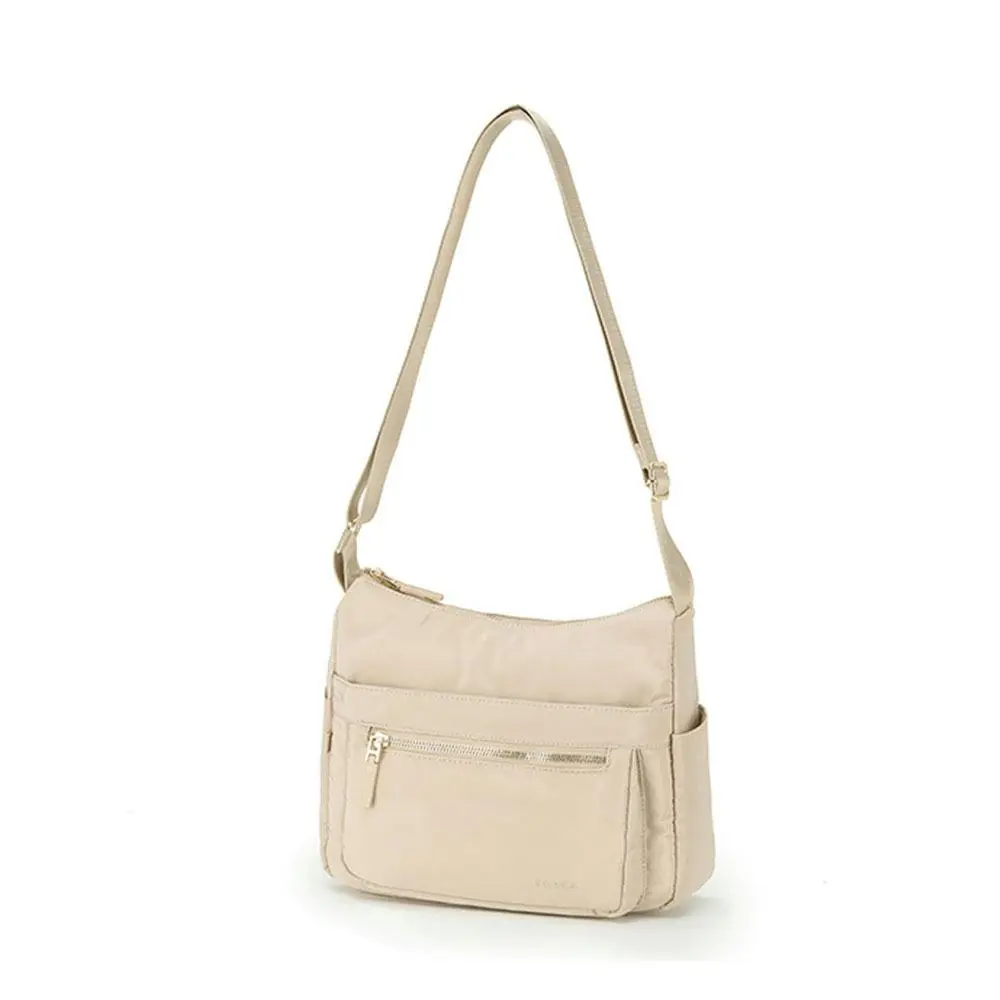 Tosca Casual Vegan Nylon Shoulder Minimalist Crossbody Purse Handbag Beige - Free Shipping Specials