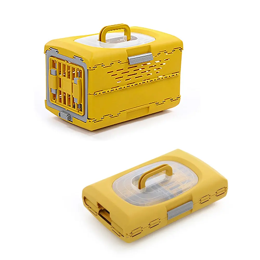 Salesbay Foldable Pet Carrier Portable Dog Cat Travel Bag Cage House Kennel Case Yellow - Pets