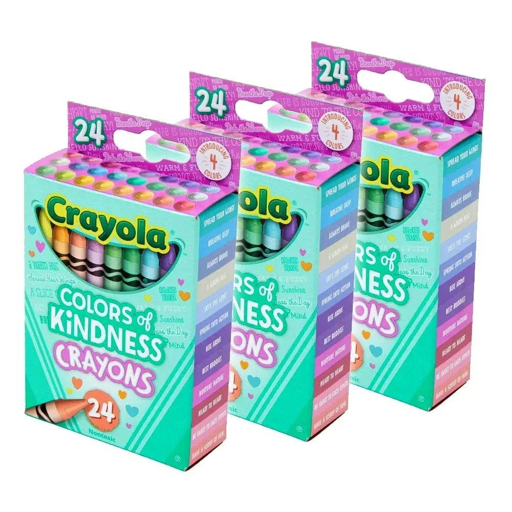 3x 24pc Crayola Colors Of Kindness Crayons Kids/Child Drawing Colouring Set 3y+ - Hobbies