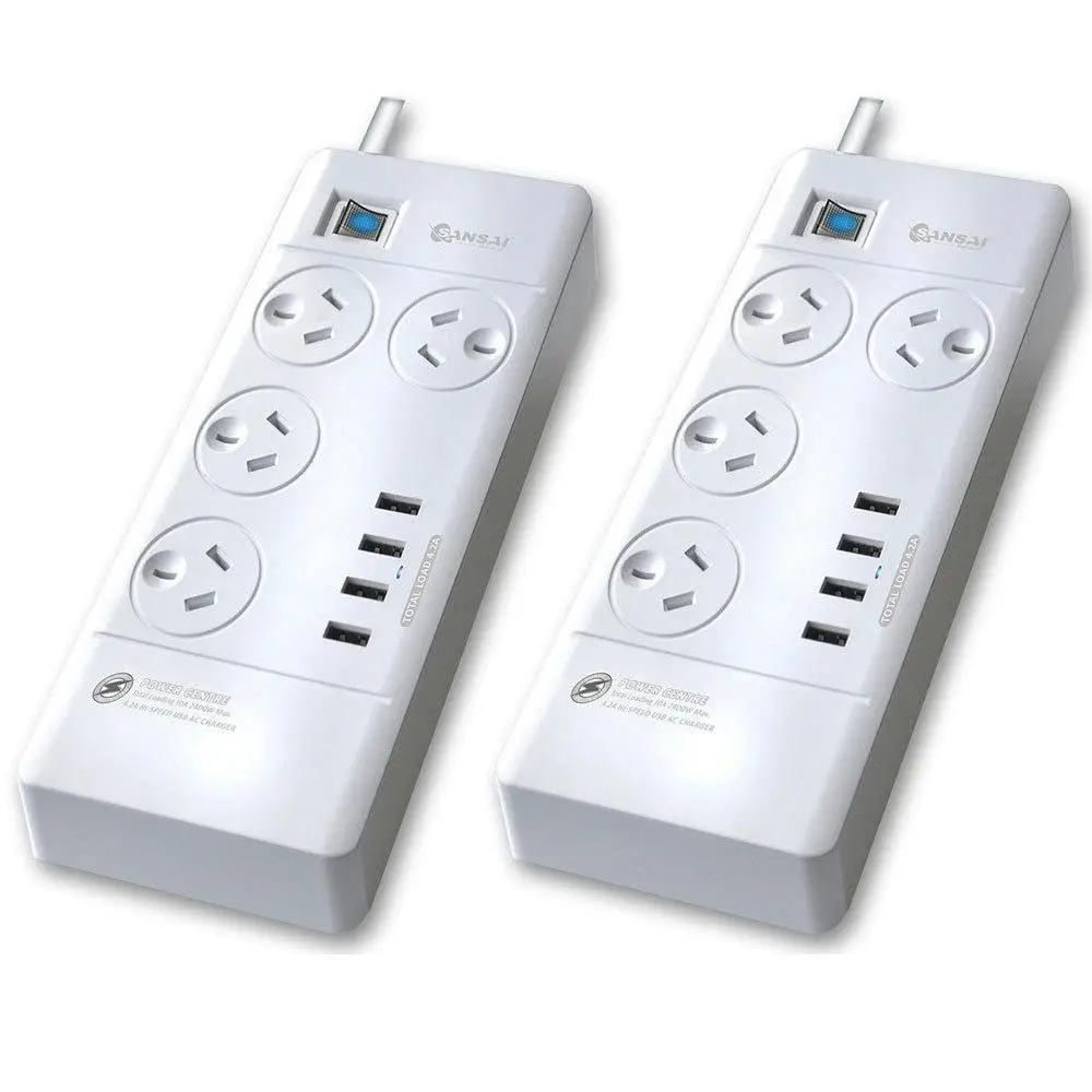 2pc Sansai Power Board 4 Way Outlets Socket 4 USB Charger Ports/Surge Protector - Electronics