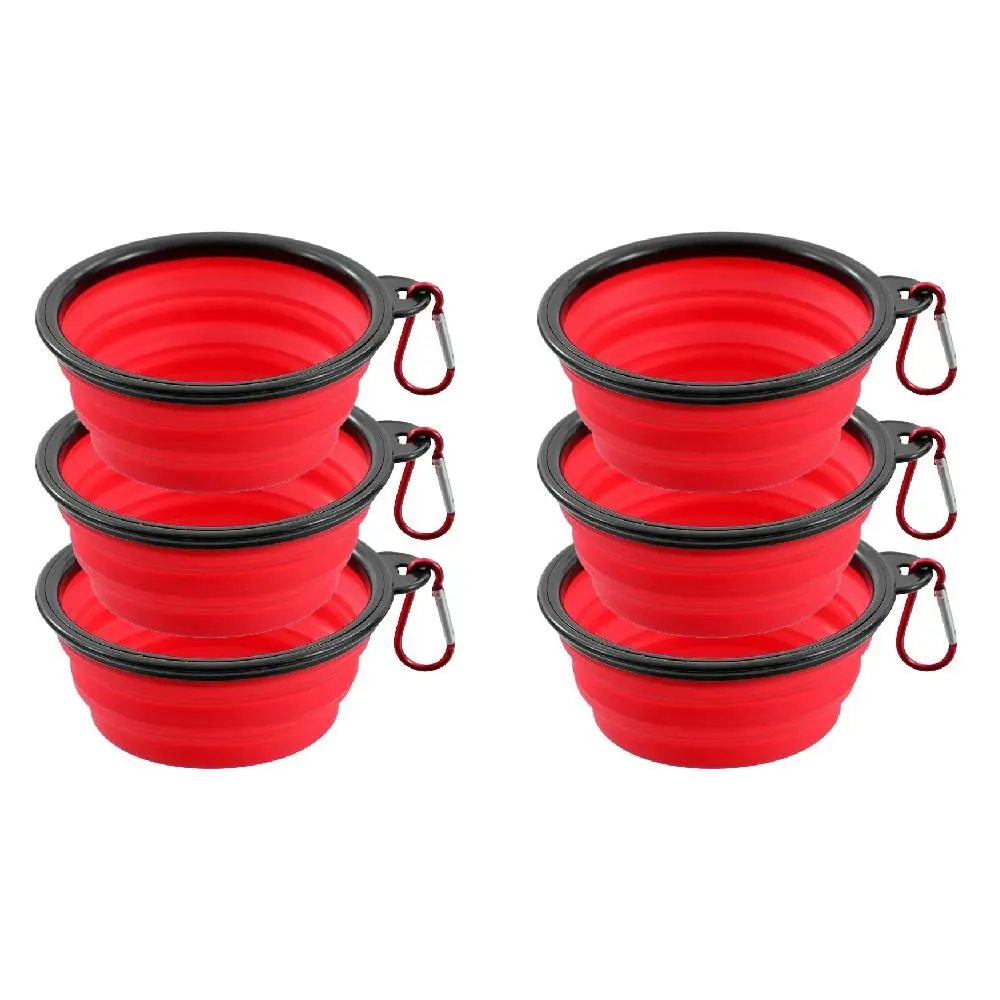 6x Paws & Claws Collapsible 350ml/13cm Pet Dog Travel Bowl Feeder Round Assorted - Pets