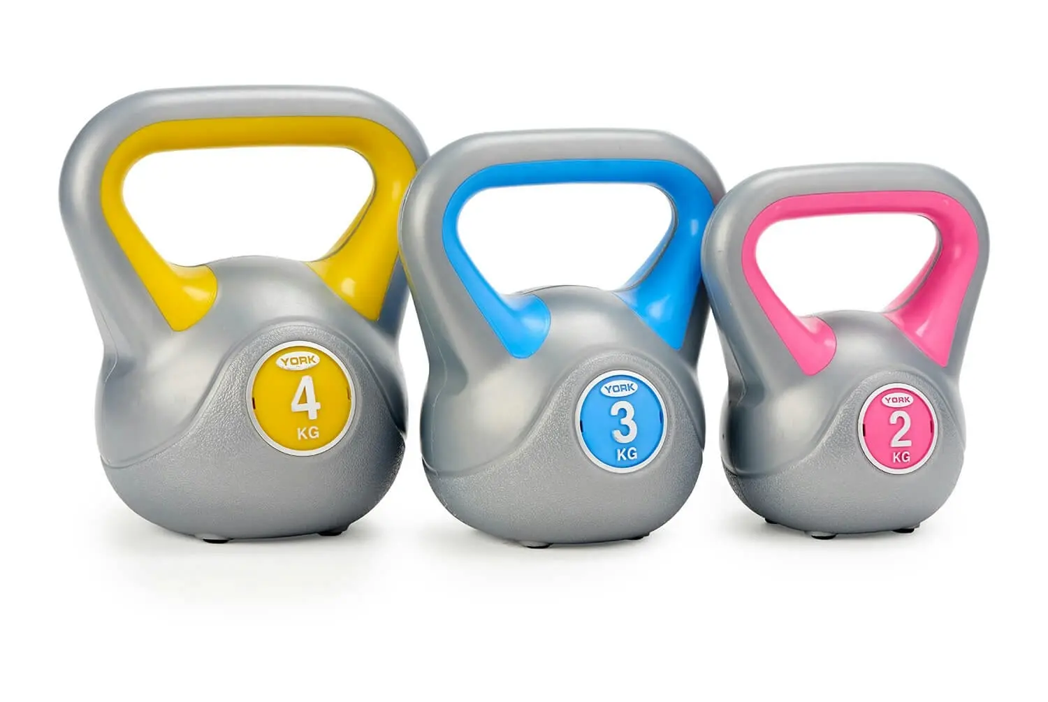 York Fitness Vinyl Kettlebell Set (2kg,3kg,4kg) - Sports & Outdoor