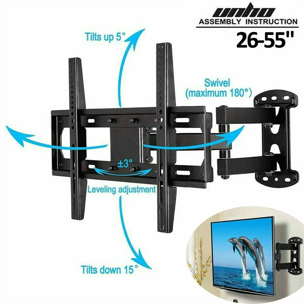 Fin Heavy Duty Corner Tv Wall Mount Bracket Swivel Long Reach 40 43 49 50 55 Inch Au - Electronics