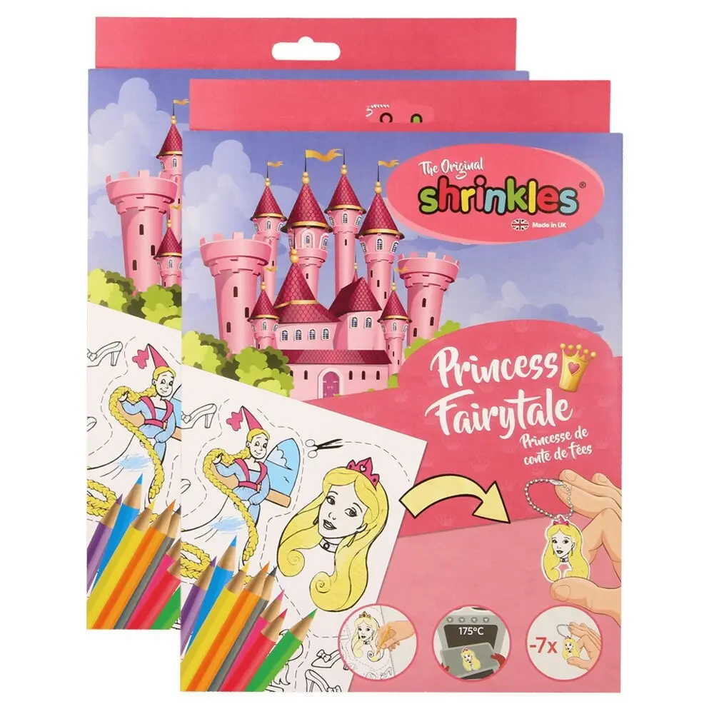 2x Shrinkles Fairytale Princess Bumper Box Colour Pencils 35cm Fun Activity 3y+ - Hobbies