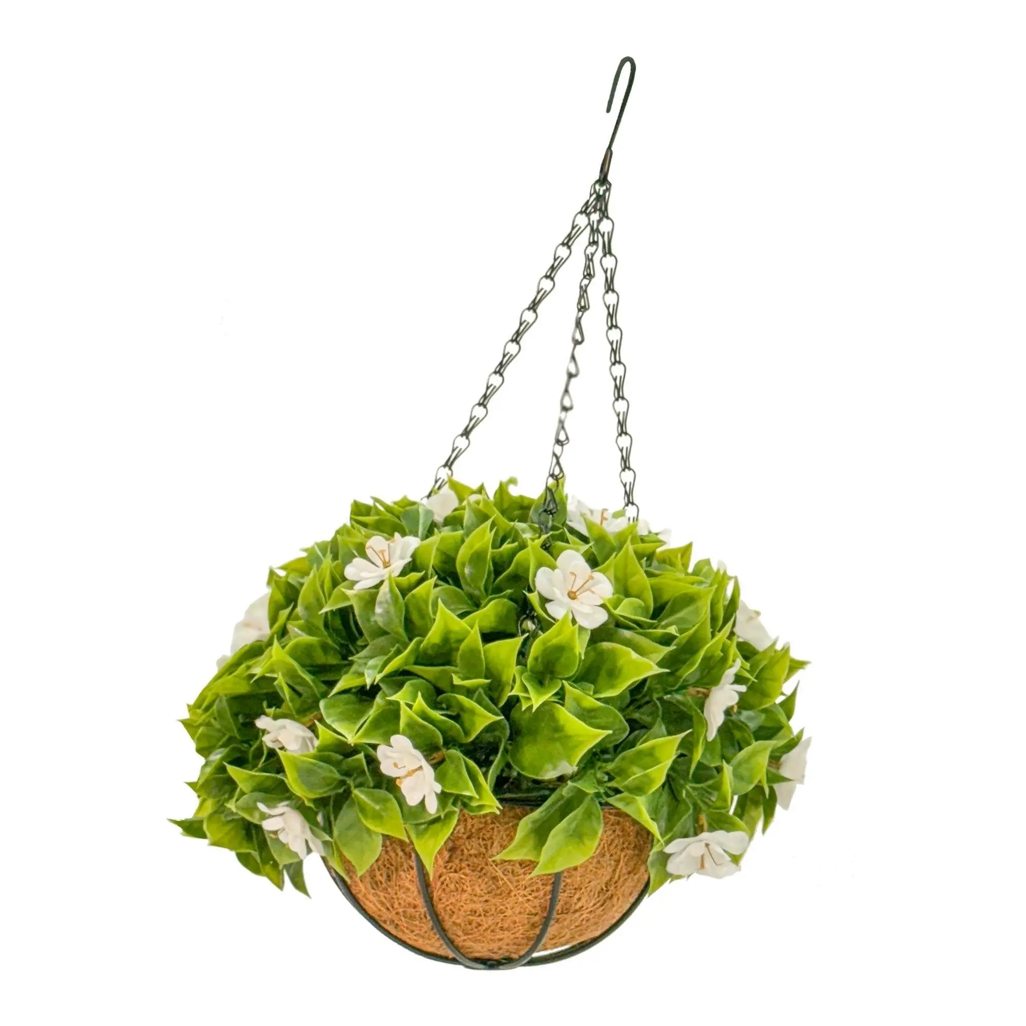 Hanging Basket - White Blossoms - 33cm Outdoor