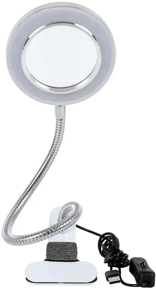 Lighting LED 8X Magnifying Lamp with Metal Clamp 360° Flexible Gooseneck and USB Plug Design for Tattoo, Manicure and Reading - Home & Garden