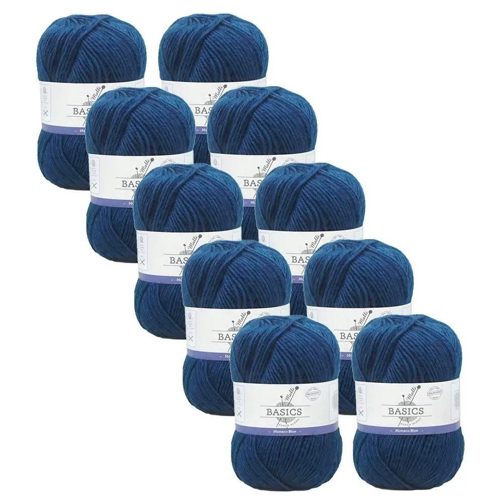 10x Malli Blend Basic 100g Acrylic/Polyester Yarn Knitting/Crochet Monaco Blue - Hobbies