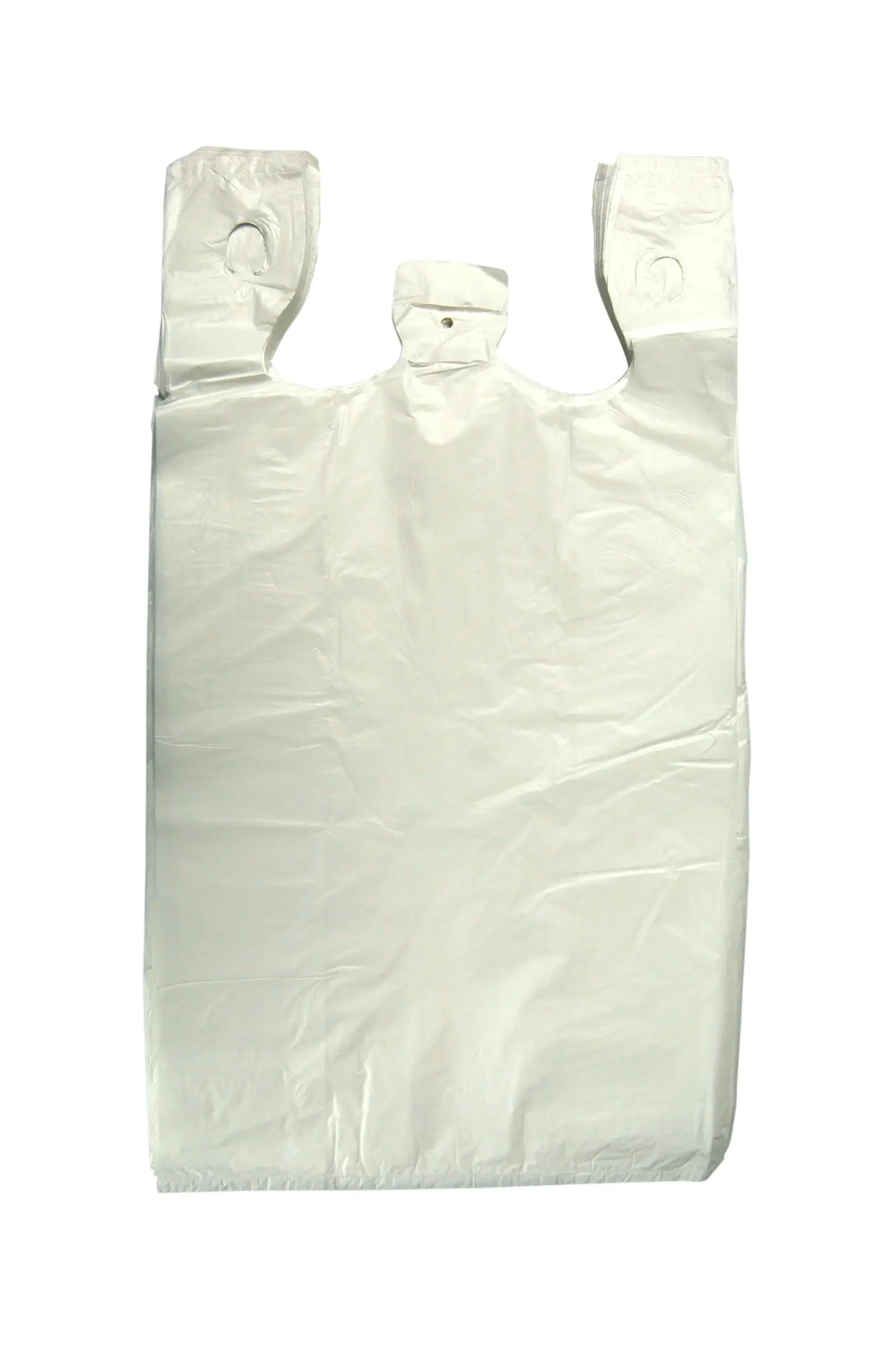 Singlet Shopping Bags, 540 x 300 x 170mm, 21 Microns, Embossed Large, White, 97/Pack, 970/Carton - Home & Garden