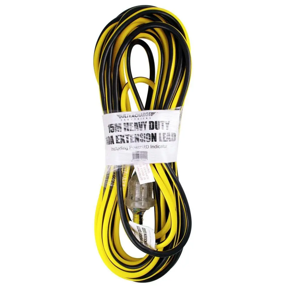 UltraCharge Heavy Duty 15m Extension Lead 10Amp Cord 240V AU/NZ/ Power Indicator - Electronics
